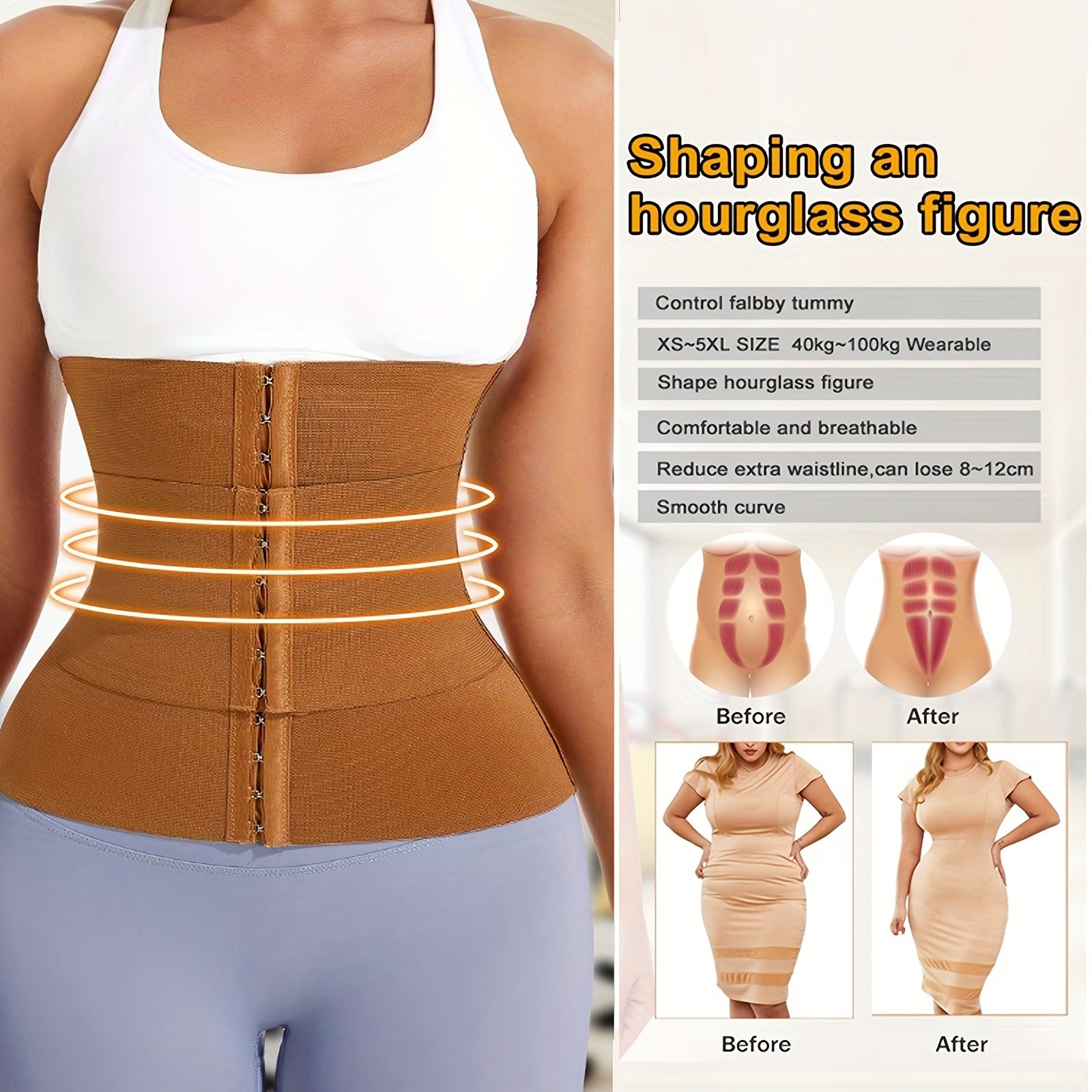 Women's Targeted Control Waist Cincher - Belted Body Smoothing, Brown – view 4
