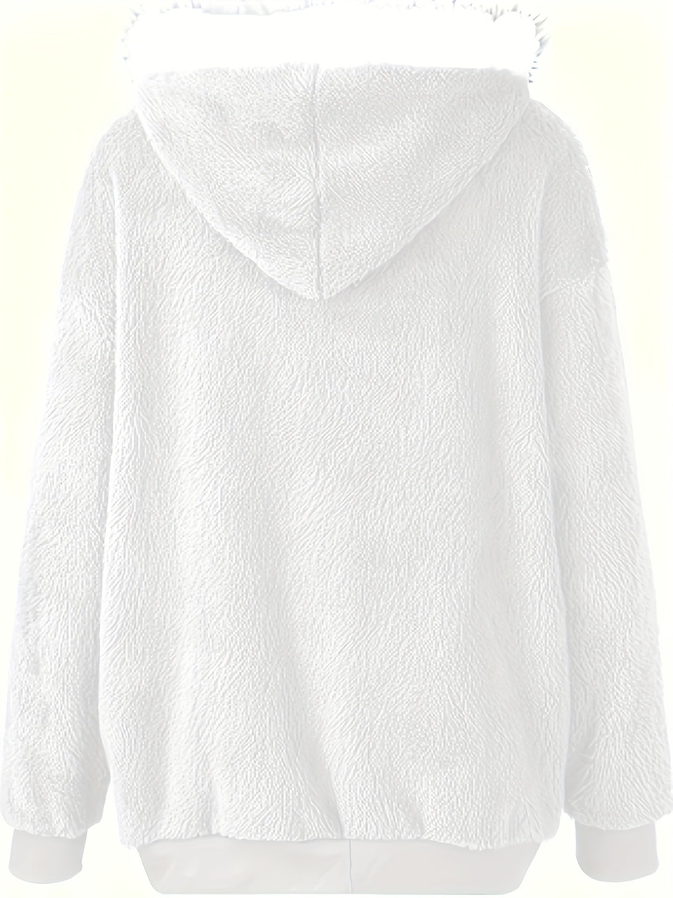 Women's Teddy Fleece Jacket - Color Block Zip-Up Hood detail view