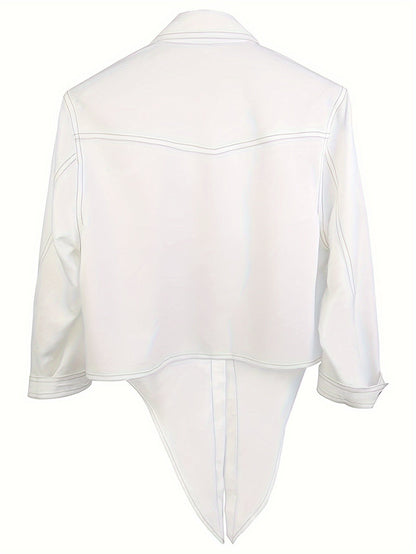 Women's Textured Blouse - Classic Neck Three-Quarter Sleeve detail view
