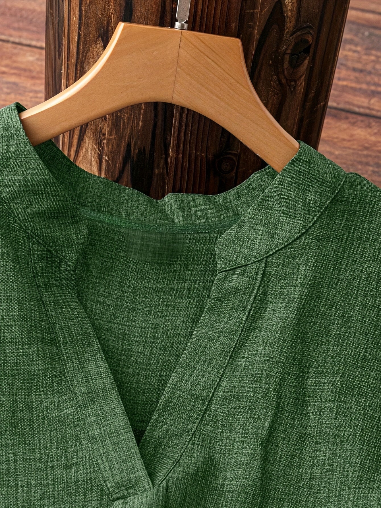 Women's Textured Blouse - V-Neck – Relaxed fit detail view