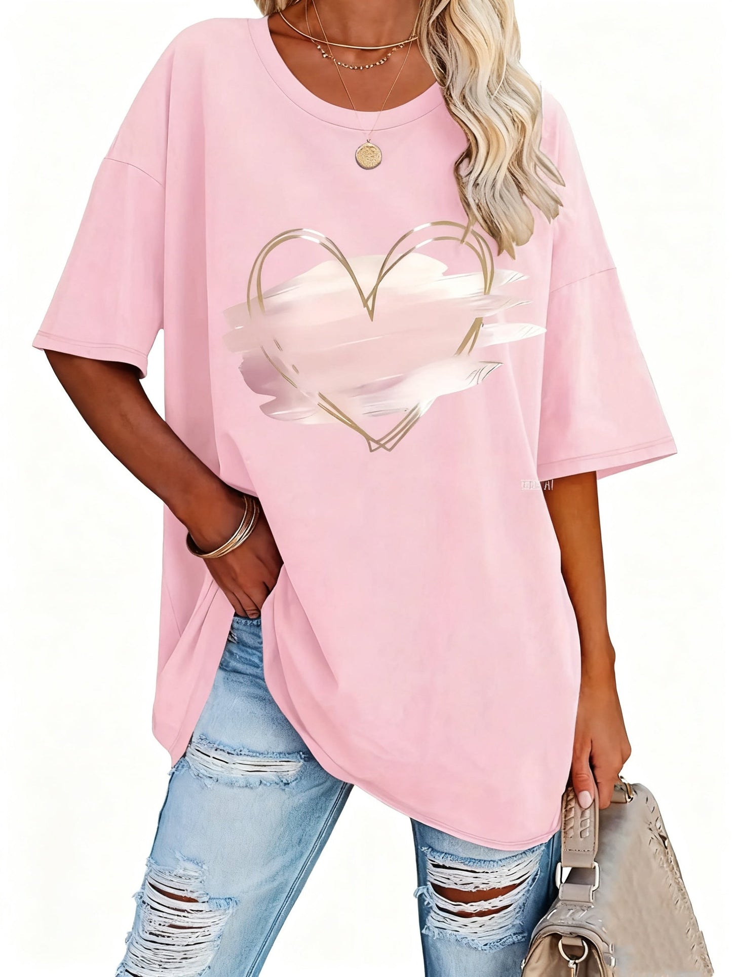 Women's Textured Blouse - V-Neck Short Sleeve – Sizes 1XL–5XL detail view