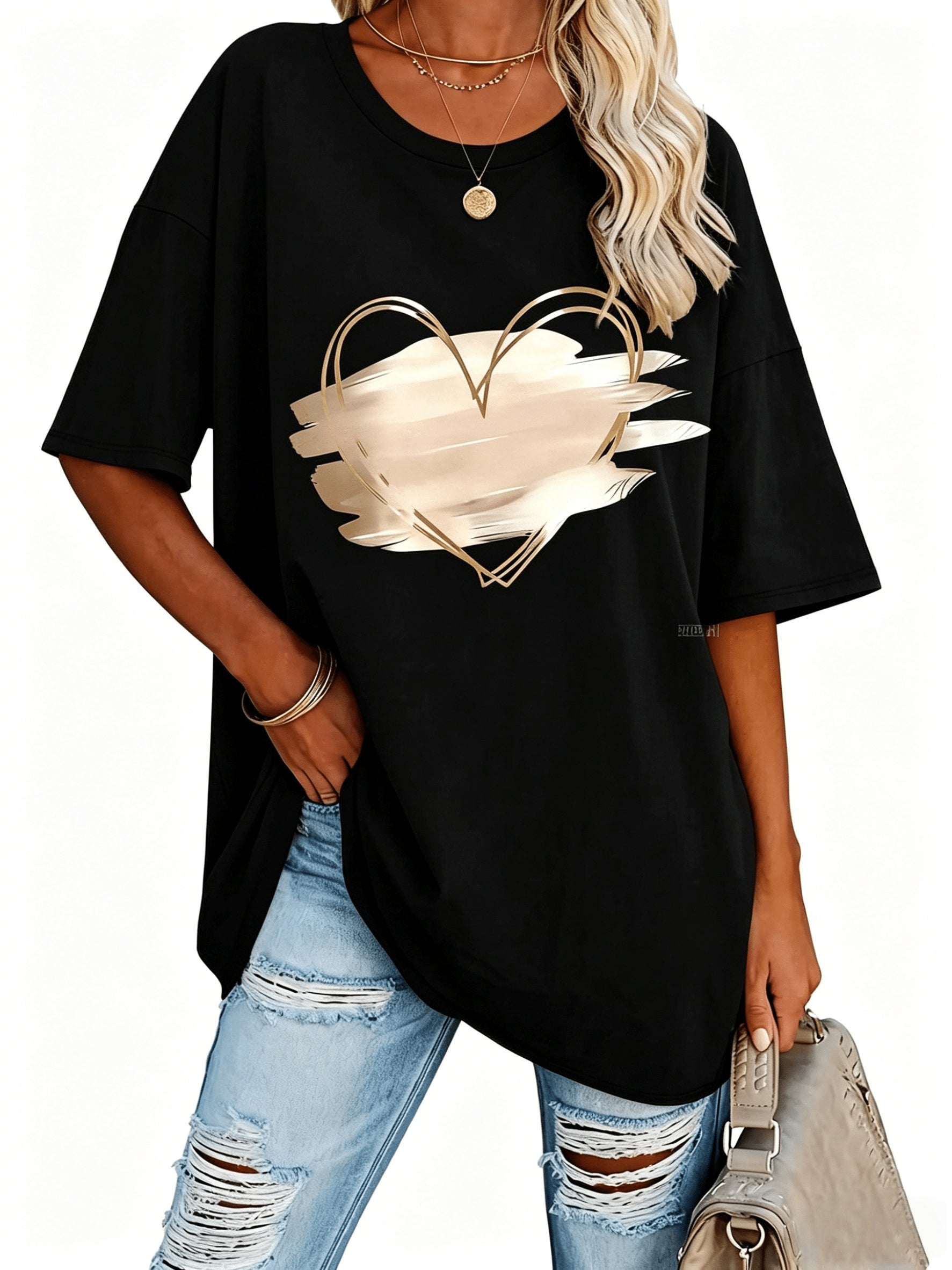 Women's Textured Blouse - V-Neck Short Sleeve – Sizes 1XL–5XL detail view