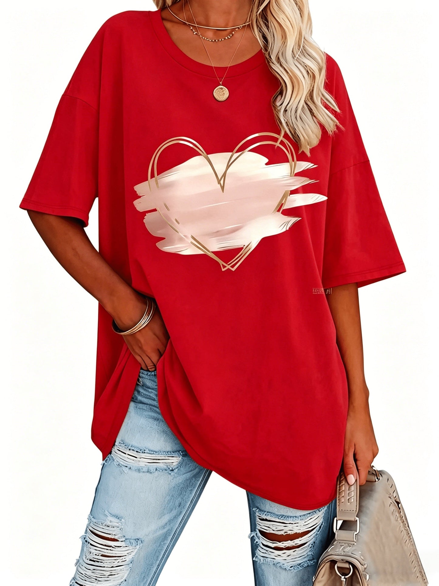 Women's Textured Blouse - V-Neck Short Sleeve – Sizes 1XL–5XL – White option – view 4