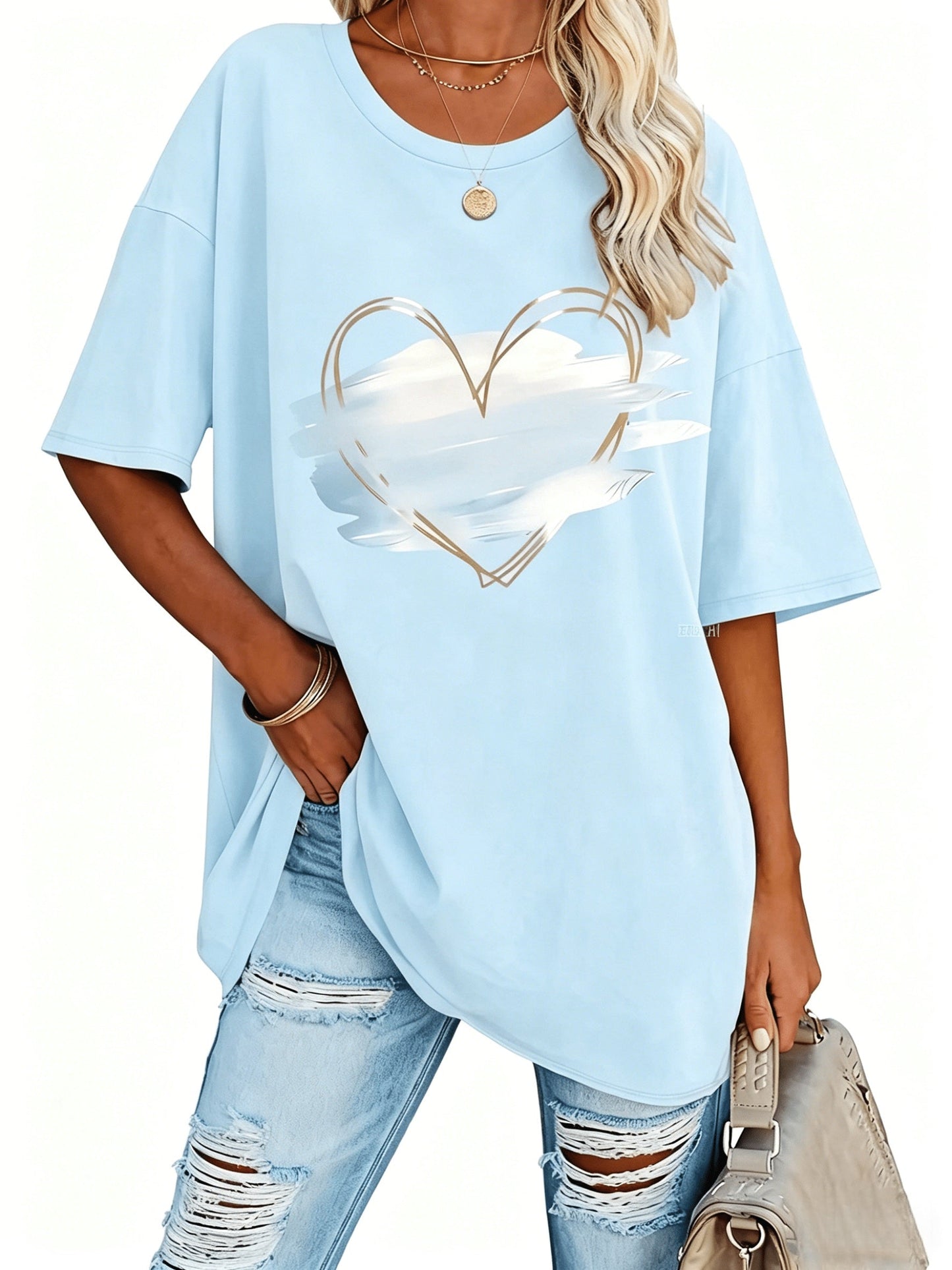 Women's Textured Blouse - V-Neck Short Sleeve – Sizes 1XL–5XL – White option – view 8