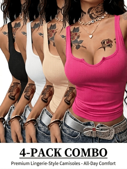 Women's Textured Camisole - 4-Pack Scoop Neck Sleeveless – view 5