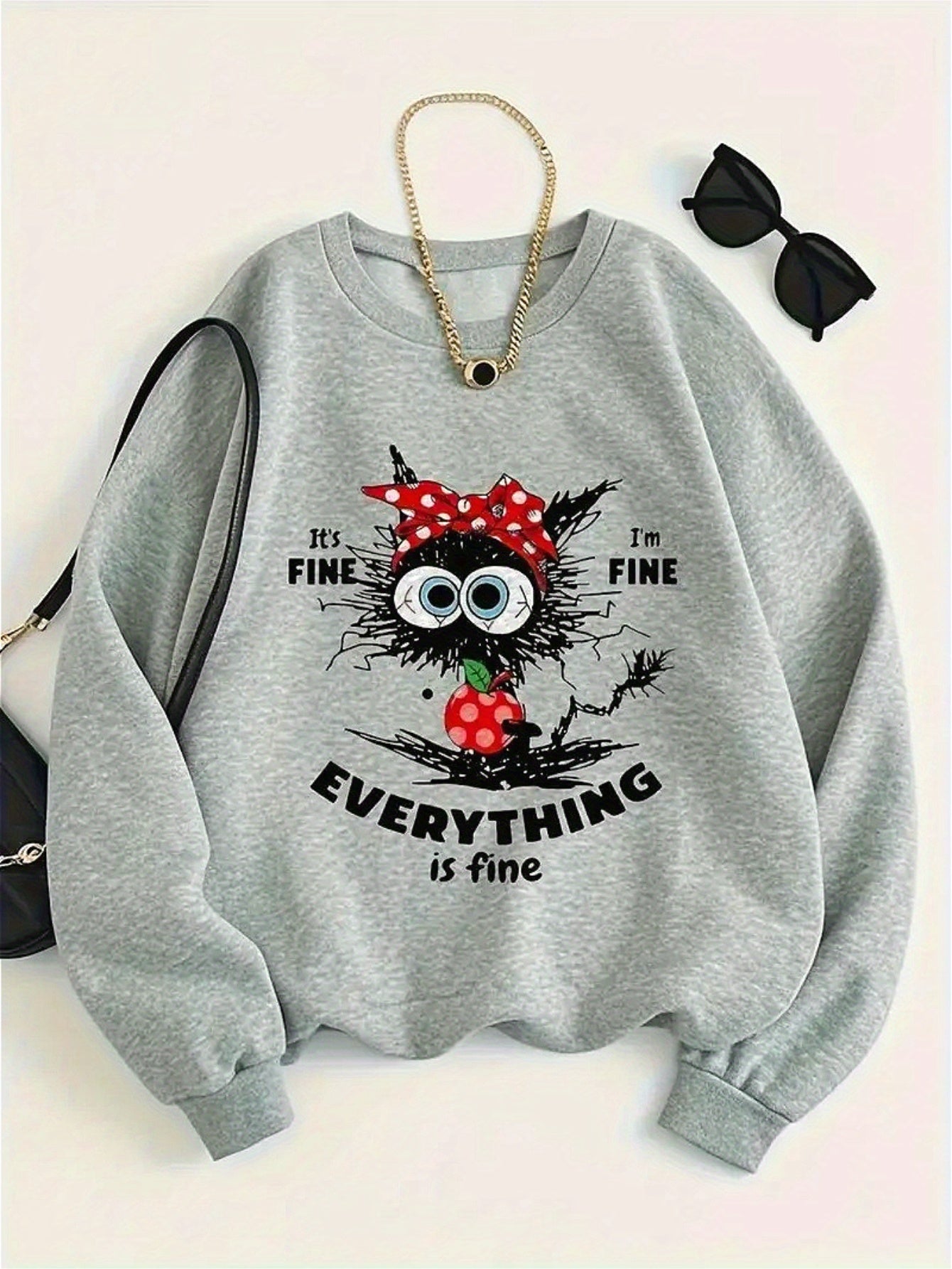 Women's Textured Crewneck Sweatshirt - Crew Neck Long Sleeve detail view