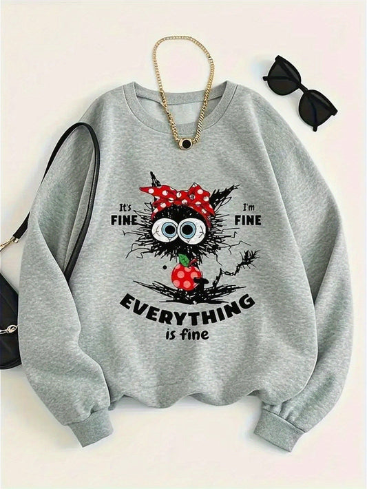 Women's Textured Crewneck Sweatshirt - Crew Neck Long Sleeve – Grey option – main product image