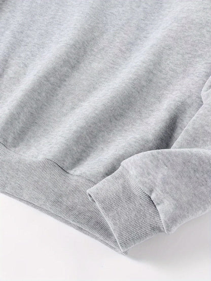 Women's Textured Crewneck Sweatshirt - Regular Fit Crew Neck – Black / White detail view