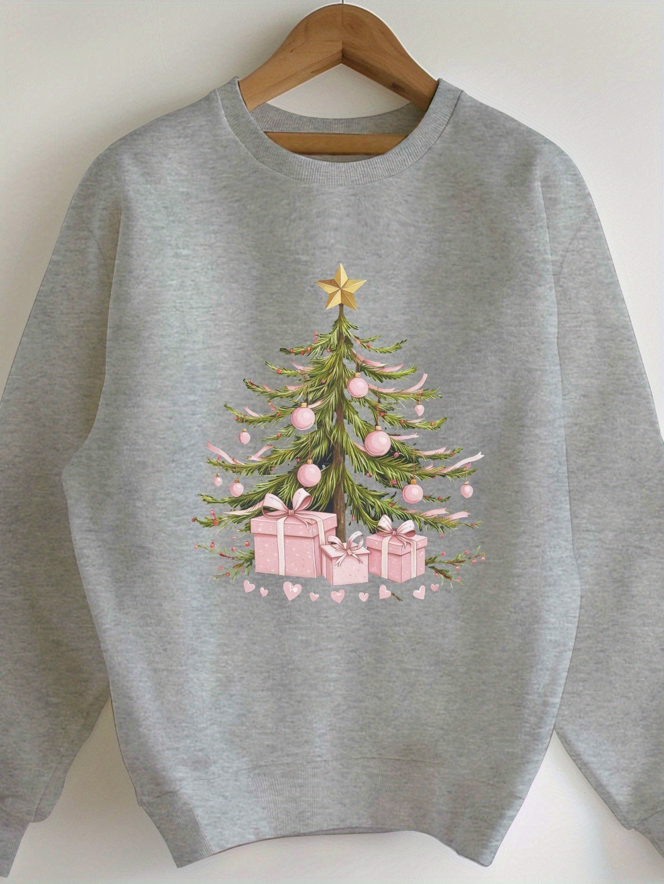 Women's Textured Crewneck Sweatshirt - Regular Fit Crew Neck – Light Grey / White – Grey option – view 2
