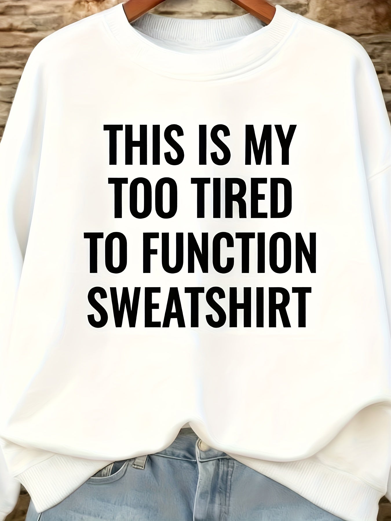 Women's Textured Crewneck Sweatshirt - Regular Fit Crew Neck – White / Black detail view