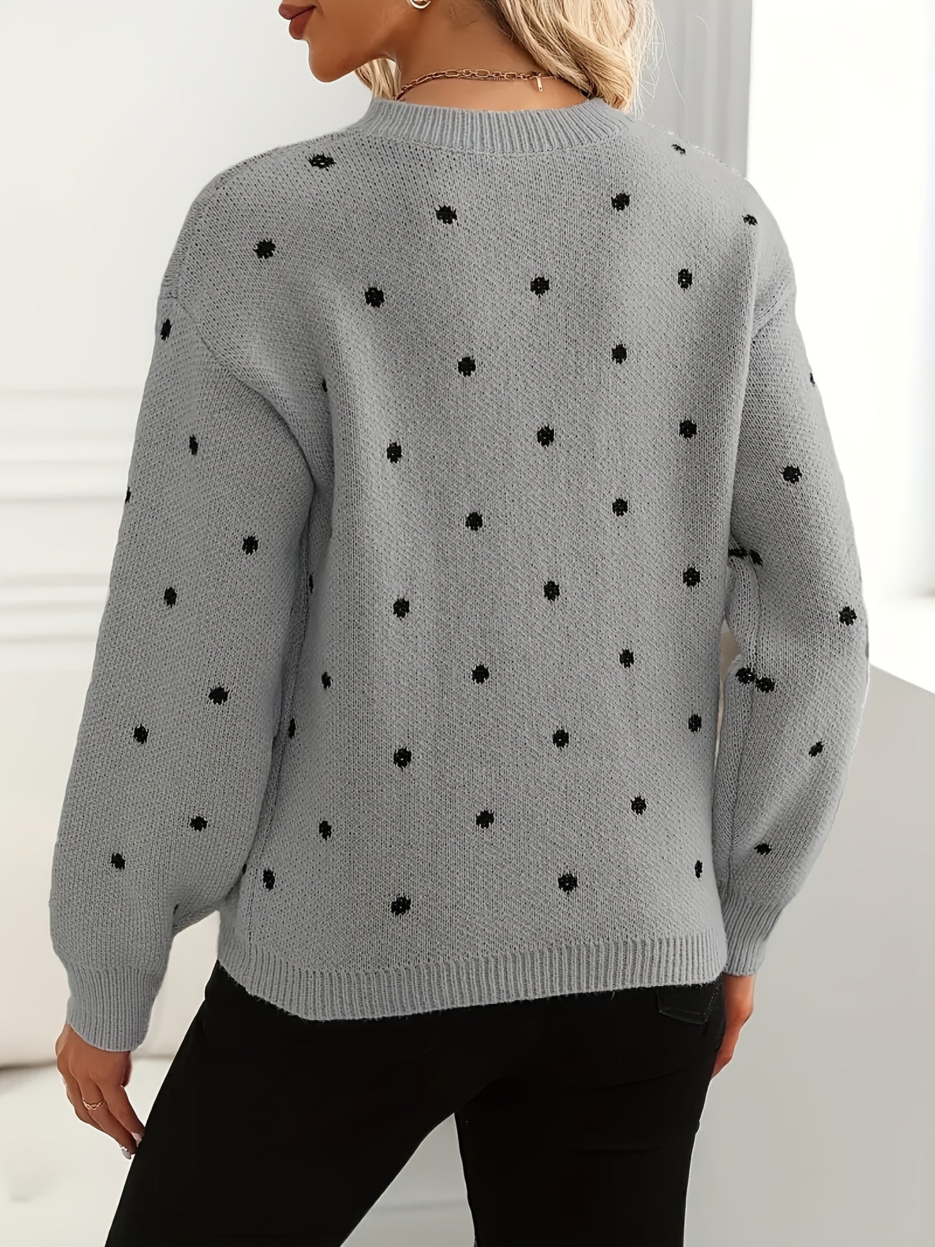 Women's Textured Pullover Sweater - Crew Neck Long Sleeve detail view