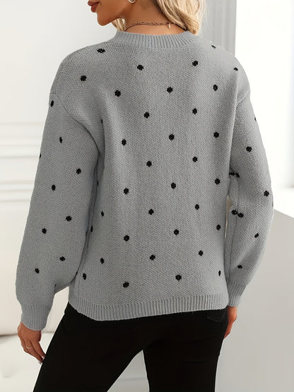 Women's Textured Pullover Sweater - Crew Neck Long Sleeve detail view