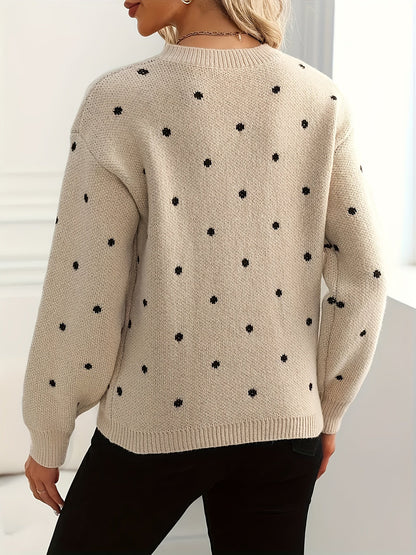 Women's Textured Pullover Sweater - Crew Neck Long Sleeve detail view