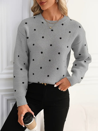 Women's Textured Pullover Sweater - Crew Neck Long Sleeve detail view
