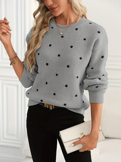 Women's Textured Pullover Sweater - Crew Neck Long Sleeve – Khaki option – main product image