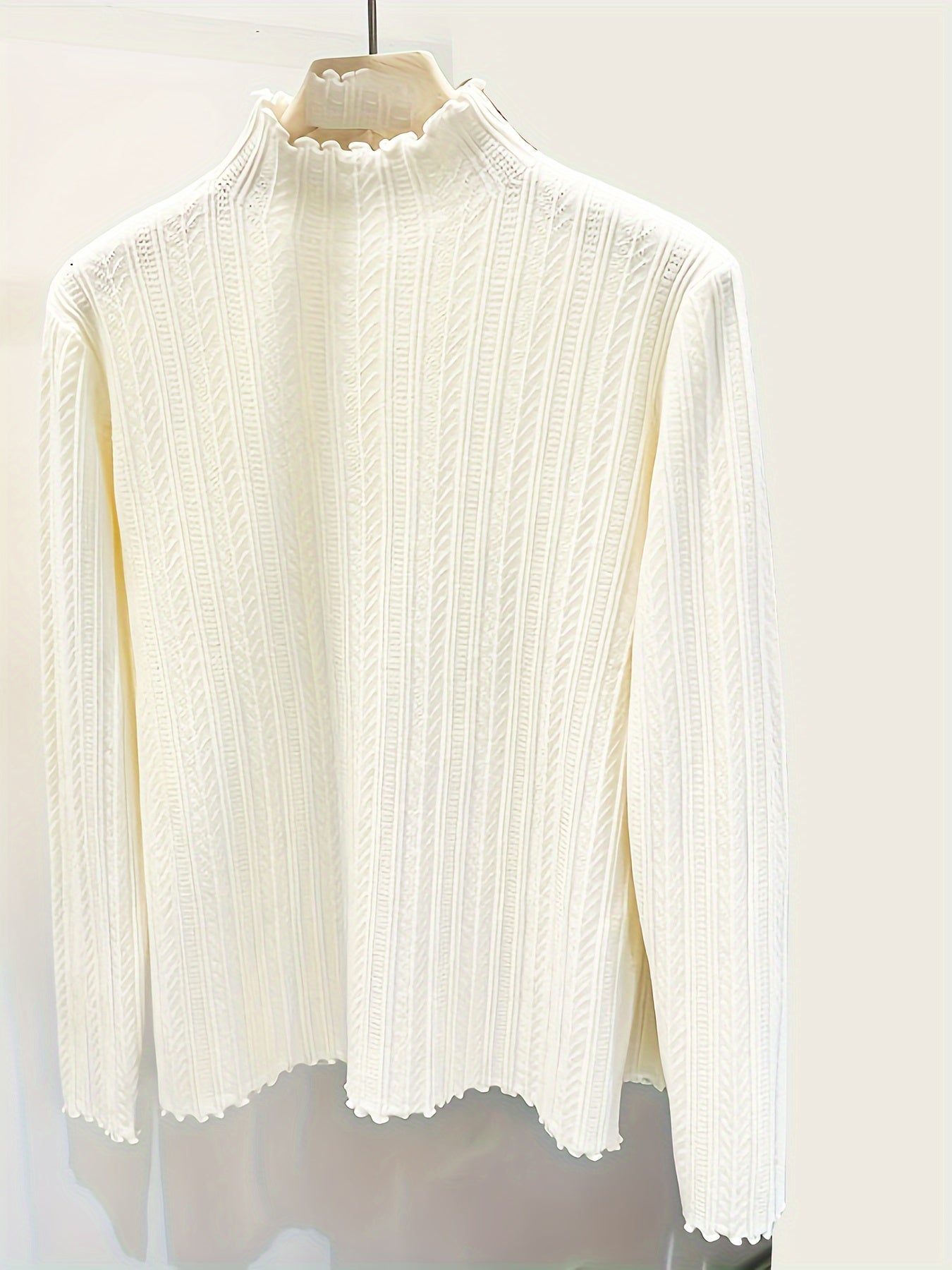 Women's Textured Pullover Sweater - Mock Neck Long Sleeve detail view