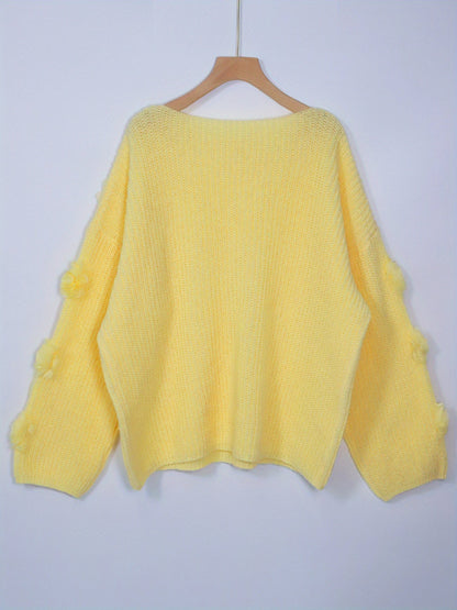 Women's Textured Pullover Sweater - Relaxed Fit Classic Neck detail view