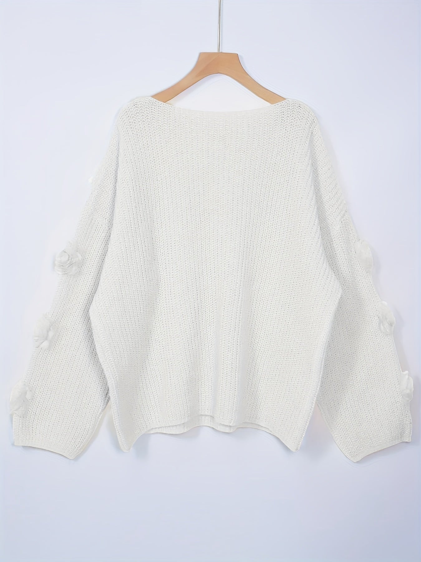 Women's Textured Pullover Sweater - Relaxed Fit Classic Neck detail view
