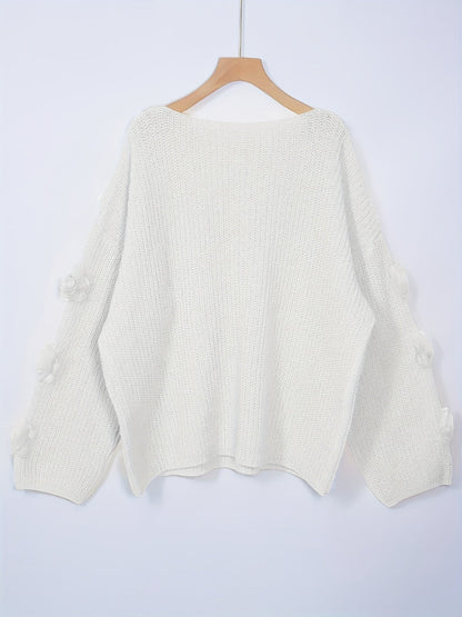 Women's Textured Pullover Sweater - Relaxed Fit Classic Neck detail view