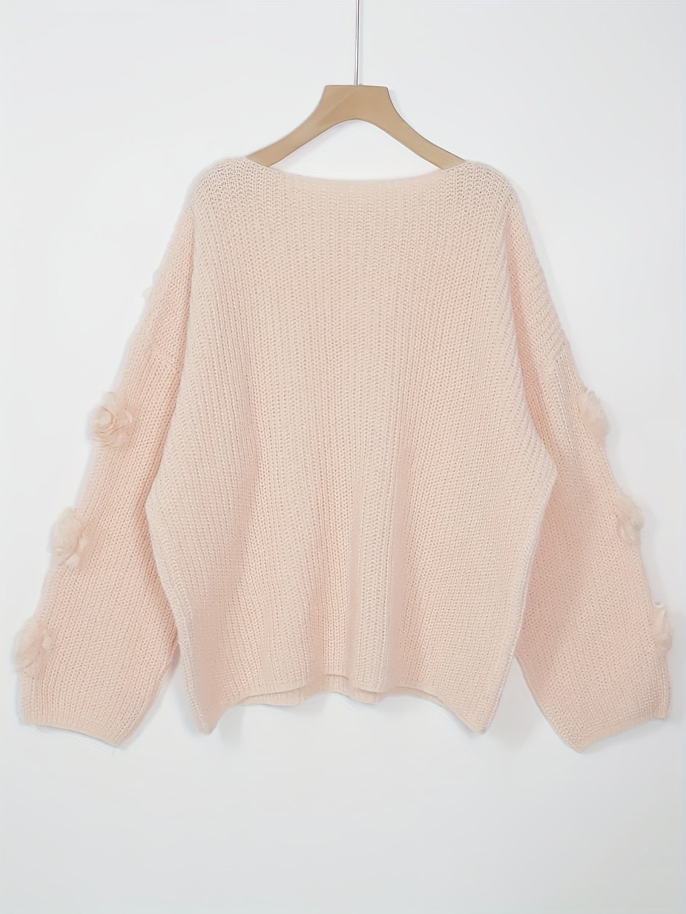 Women's Textured Pullover Sweater - Relaxed Fit Classic Neck detail view