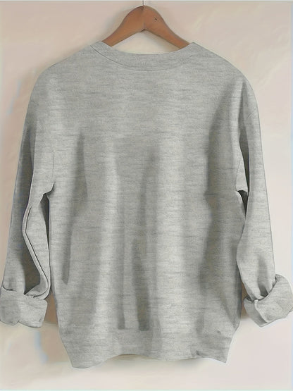 Women's Textured Pullover Sweater - Relaxed Fit Crew Neck – Black / Light Grey detail view