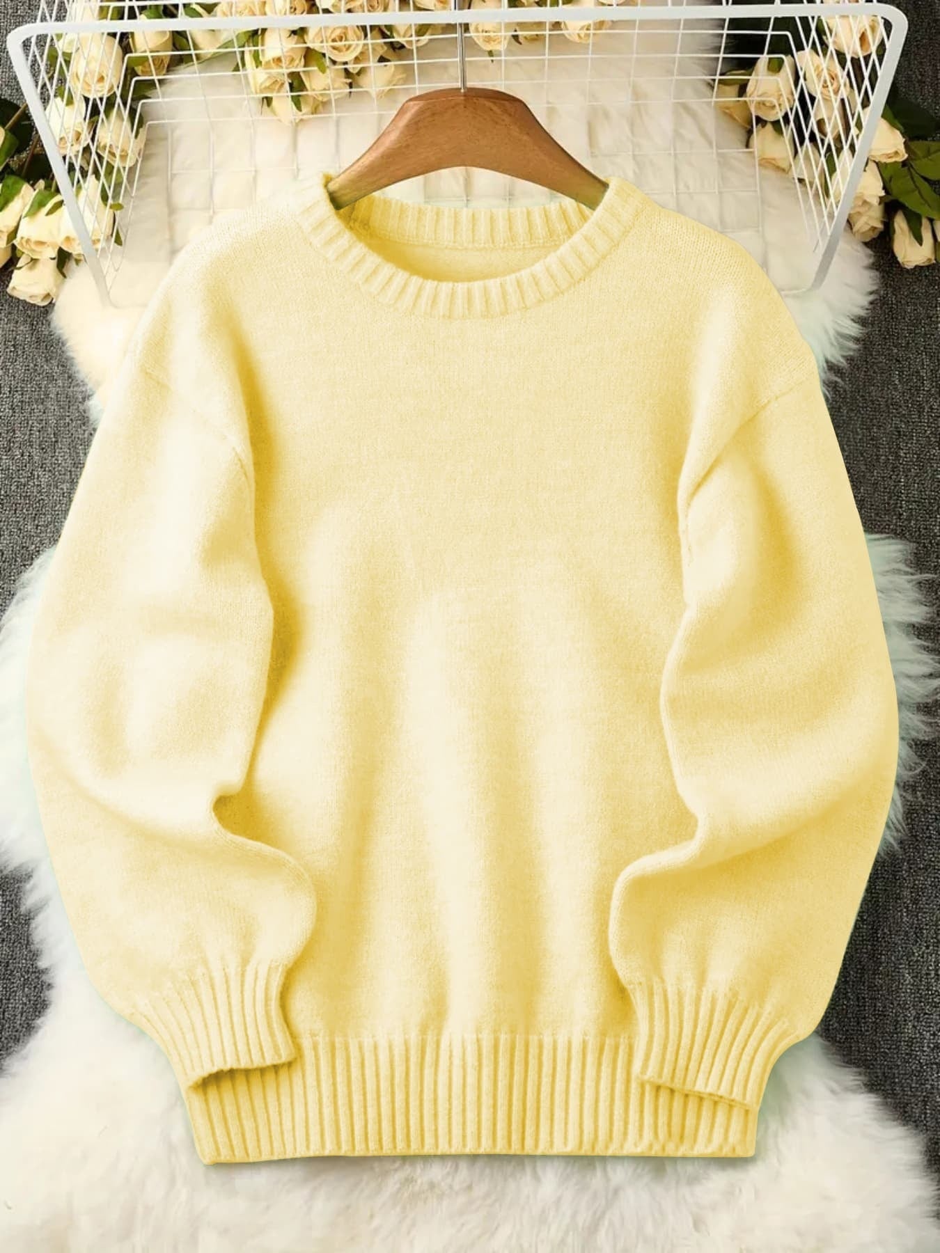 Women's Textured Pullover Sweater - Relaxed Fit Crew Neck – Sizes 1XL–5XL – main product image