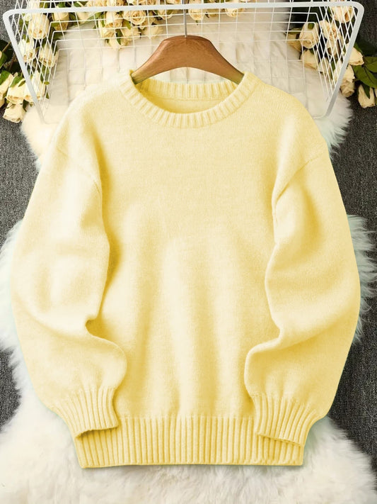 Women's Textured Pullover Sweater - Relaxed Fit Crew Neck – Sizes 1XL–5XL – main product image