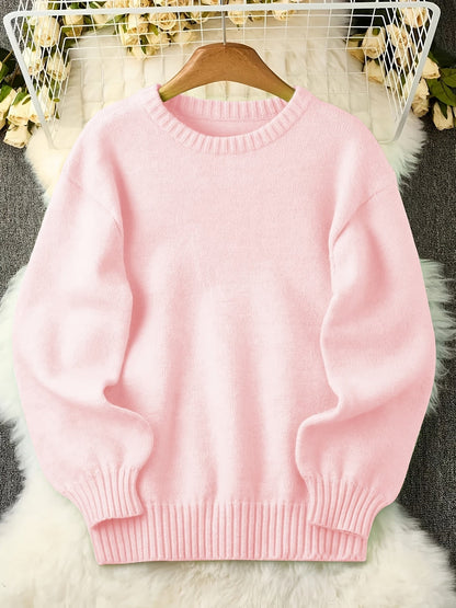 Women's Textured Pullover Sweater - Relaxed Fit Crew Neck – Sizes 1XL–5XL – view 2