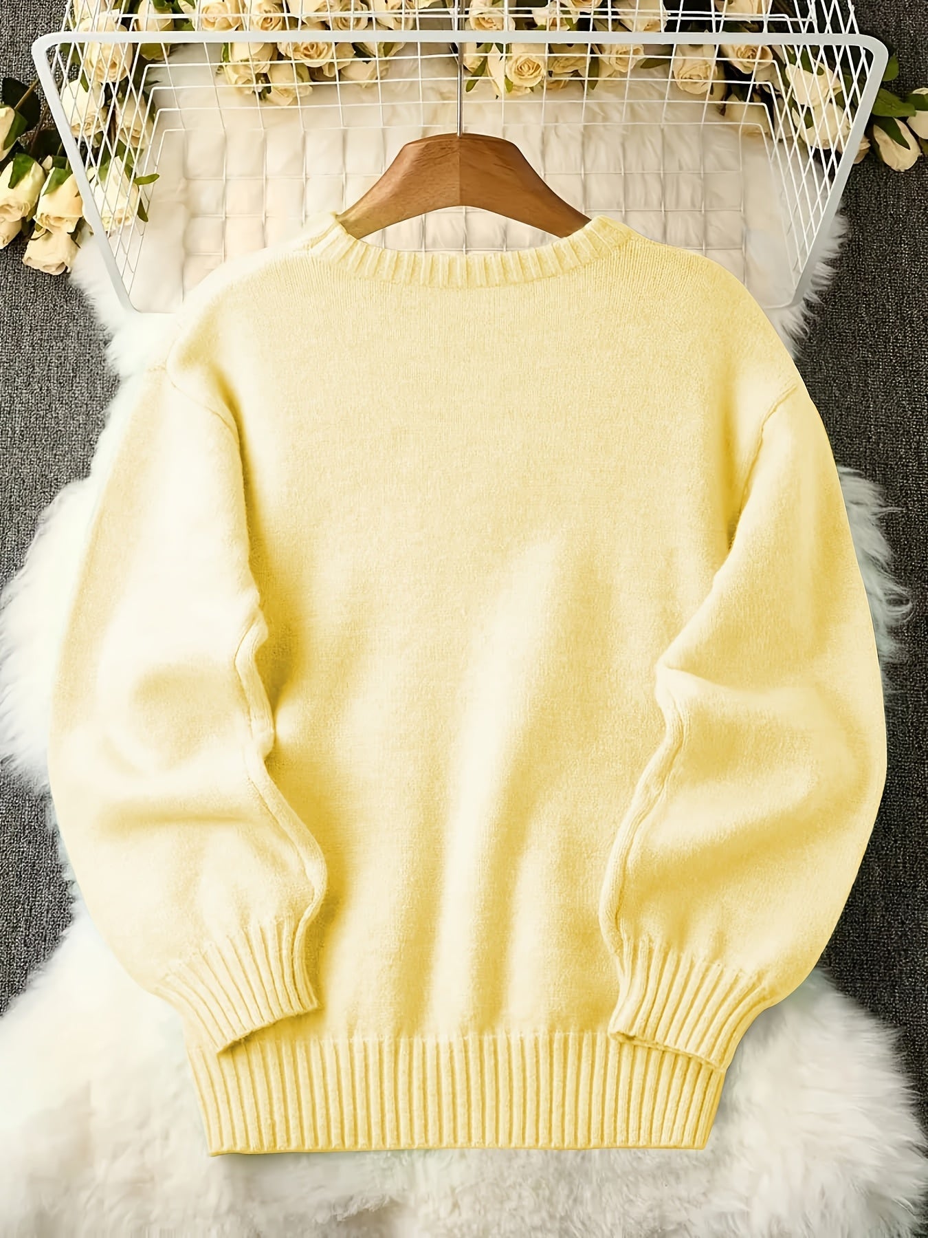 Women's Textured Pullover Sweater - Relaxed Fit Crew Neck – Sizes 1XL–5XL – view 5