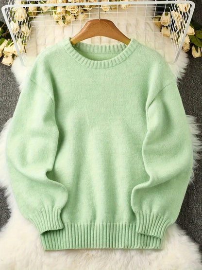 Women's Textured Pullover Sweater - Relaxed Fit Crew Neck – Sizes 1XL–5XL – Black option – view 4