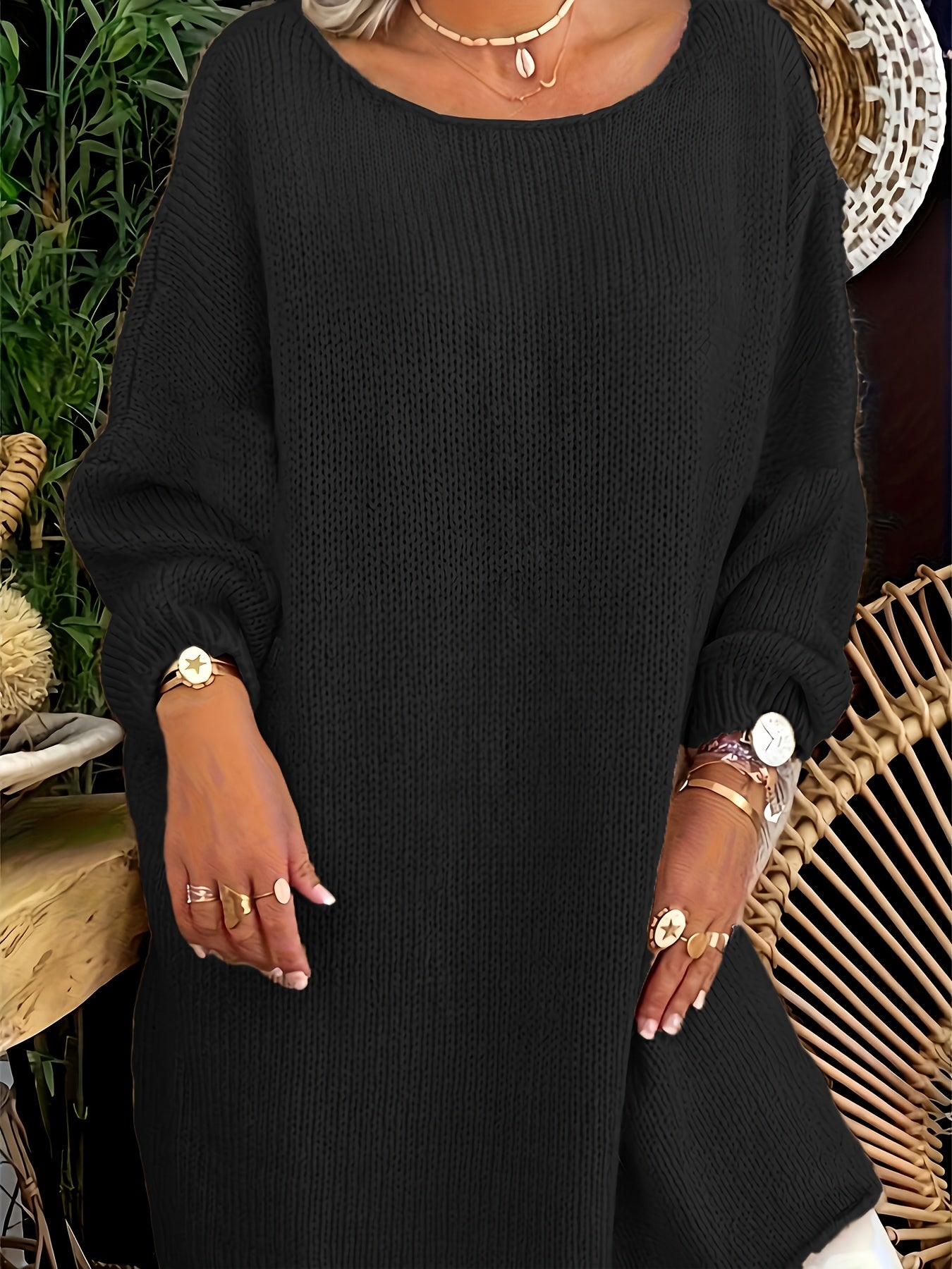 Women's Textured Sweater - Regular Fit Classic Neck detail view