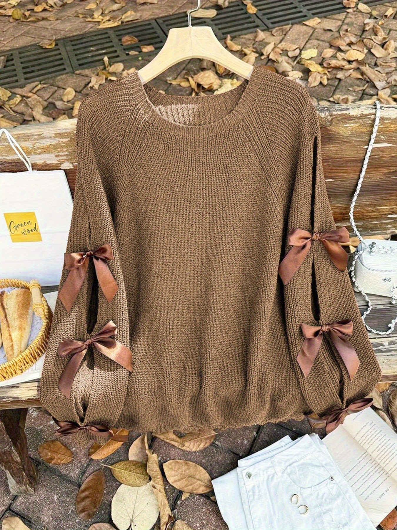 Women's Textured Sweater - Regular Fit Crew Neck detail view
