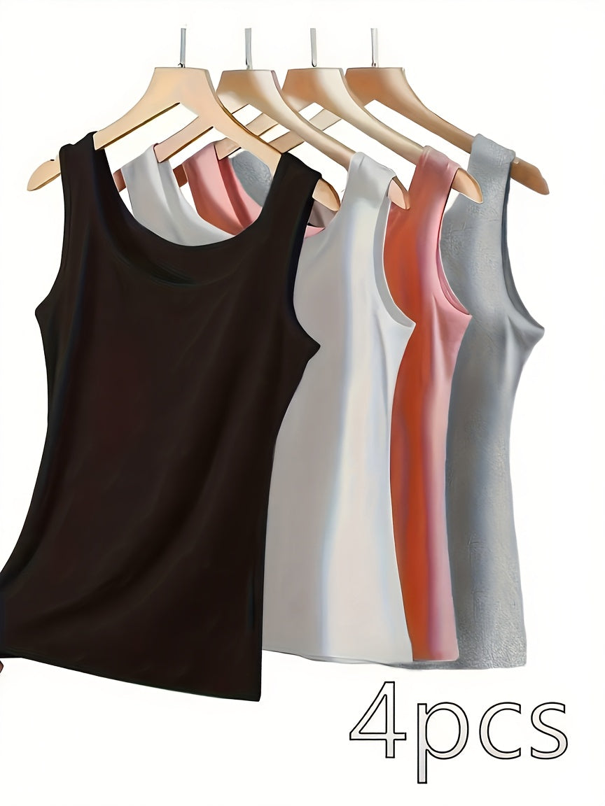 Women's Textured Tank Top - 4-Pack Classic Neck Sleeveless – view 8