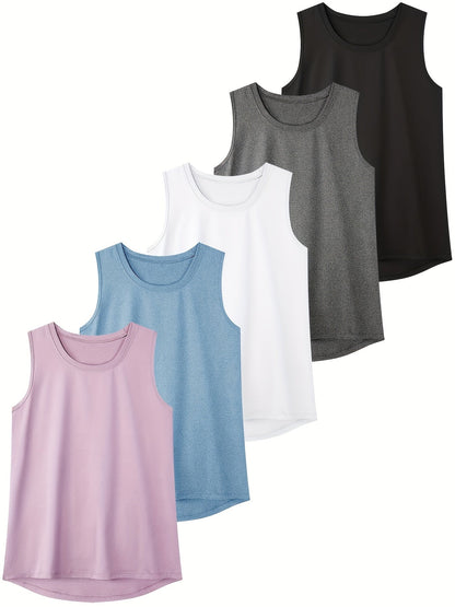 Women's Textured Tank Top - 5-Pack Classic Neck Sleeveless – view 6