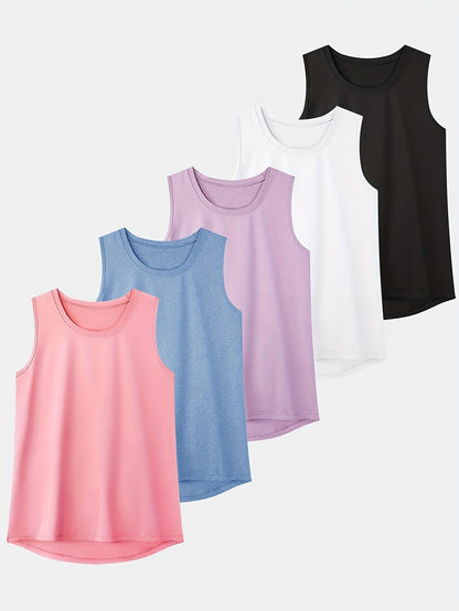 Women's Textured Tank Top - 5-Pack Classic Neck Sleeveless – view 12