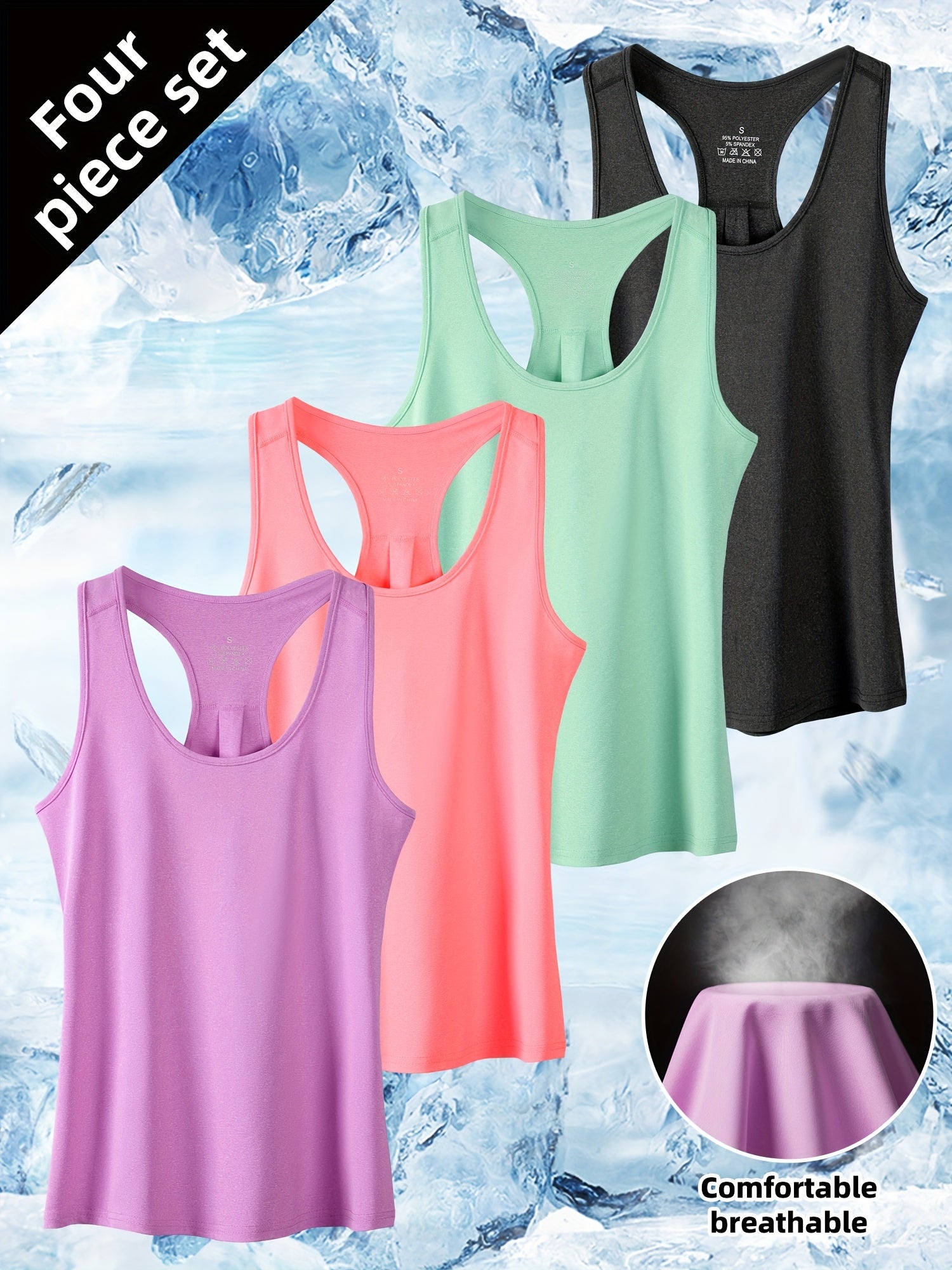 Women's Textured Tank Top - Crew Neck Sleeveless – 10-Variant Selection – Purple option – view 2