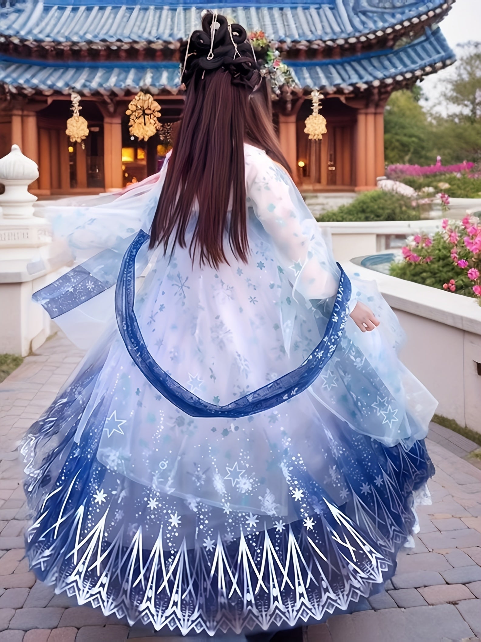 Women's Three-Piece Hanfu Skirt Set - Embroidered Layered Outfit detail view