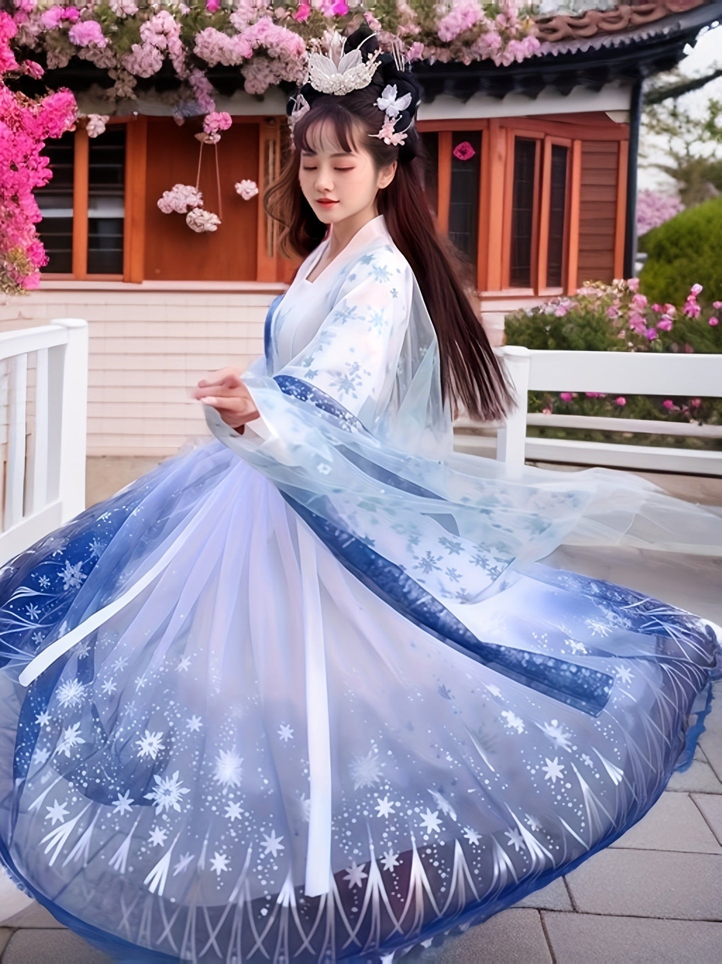Women's Three-Piece Hanfu Skirt Set - Embroidered Layered Outfit detail view