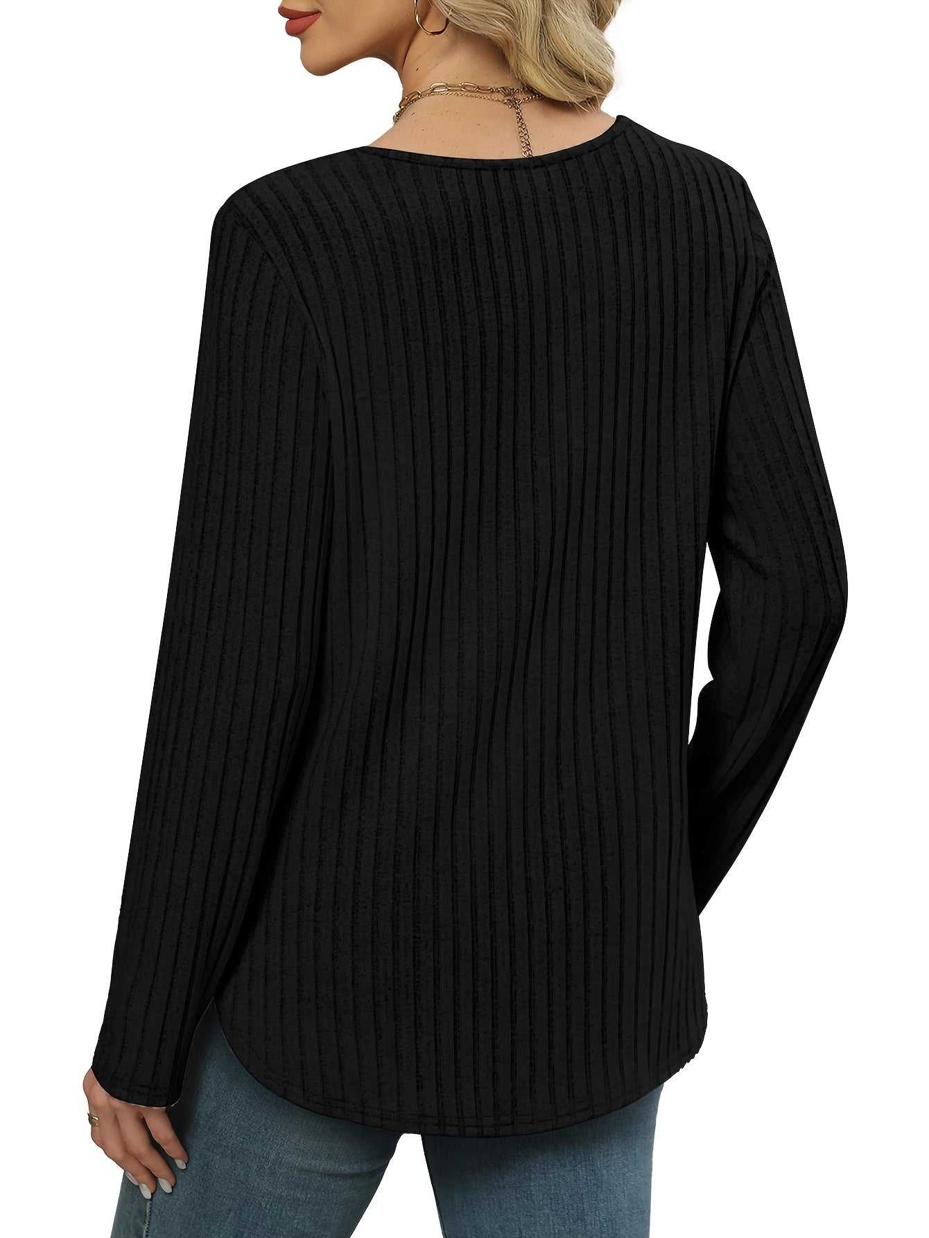 Women's Three-Piece Knit Top Set - V-Neck Layers detail view