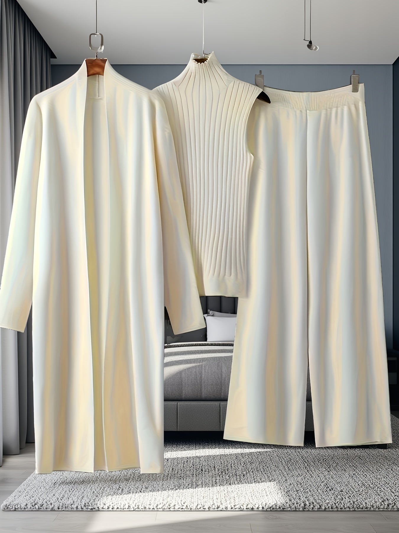 Women's Three-Piece Outfit Set - Casual Knit Style 69 detail view