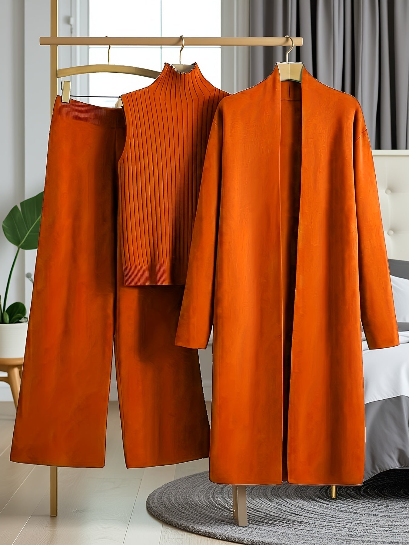 Women's Three-Piece Outfit Set - Casual Knit Style 69 detail view