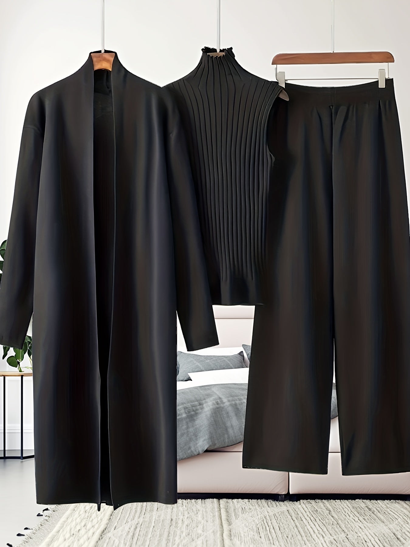 Women's Three-Piece Outfit Set - Casual Knit Style 69 detail view