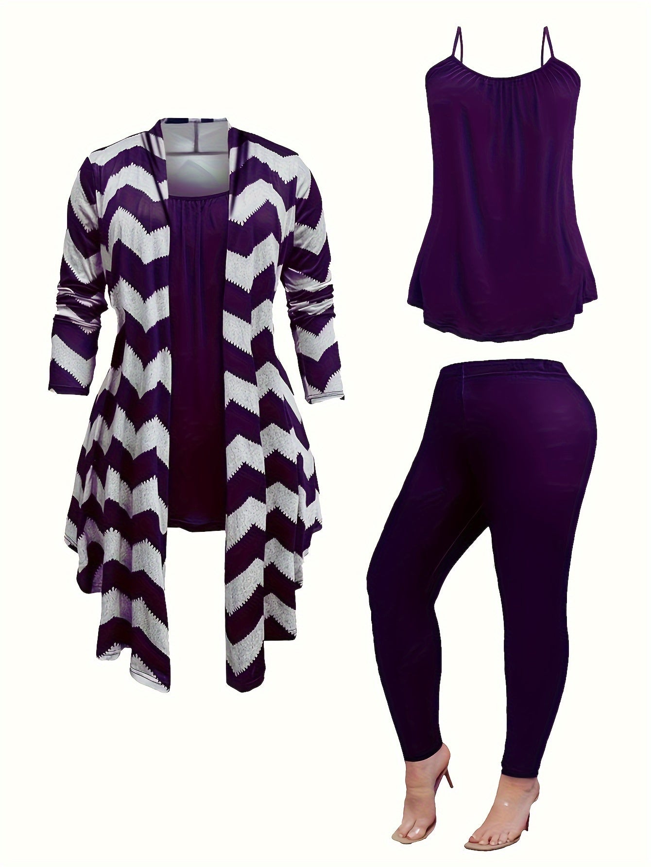 Women's Three-Piece Outfit Set - Graphic Print Casual Matching Outfit – Blue option – view 2