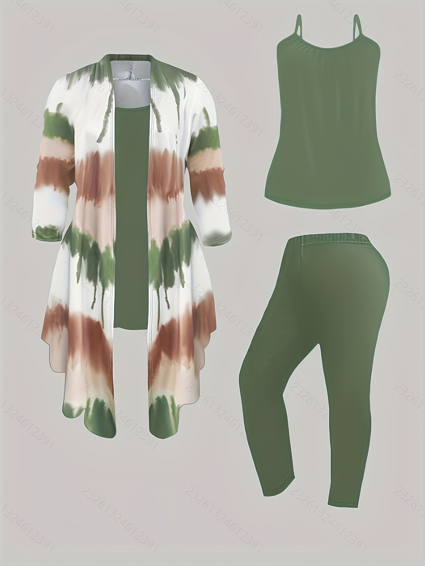 Women's Three-Piece Outfit Set - Knit Casual Matching Look detail view