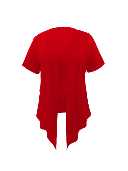 Women's Three-Piece Outfit Set - Knit Casual Matching Outfit – Black / Red detail view