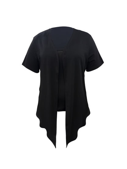Women's Three-Piece Outfit Set - Knit Casual Matching Outfit – Black / Red detail view