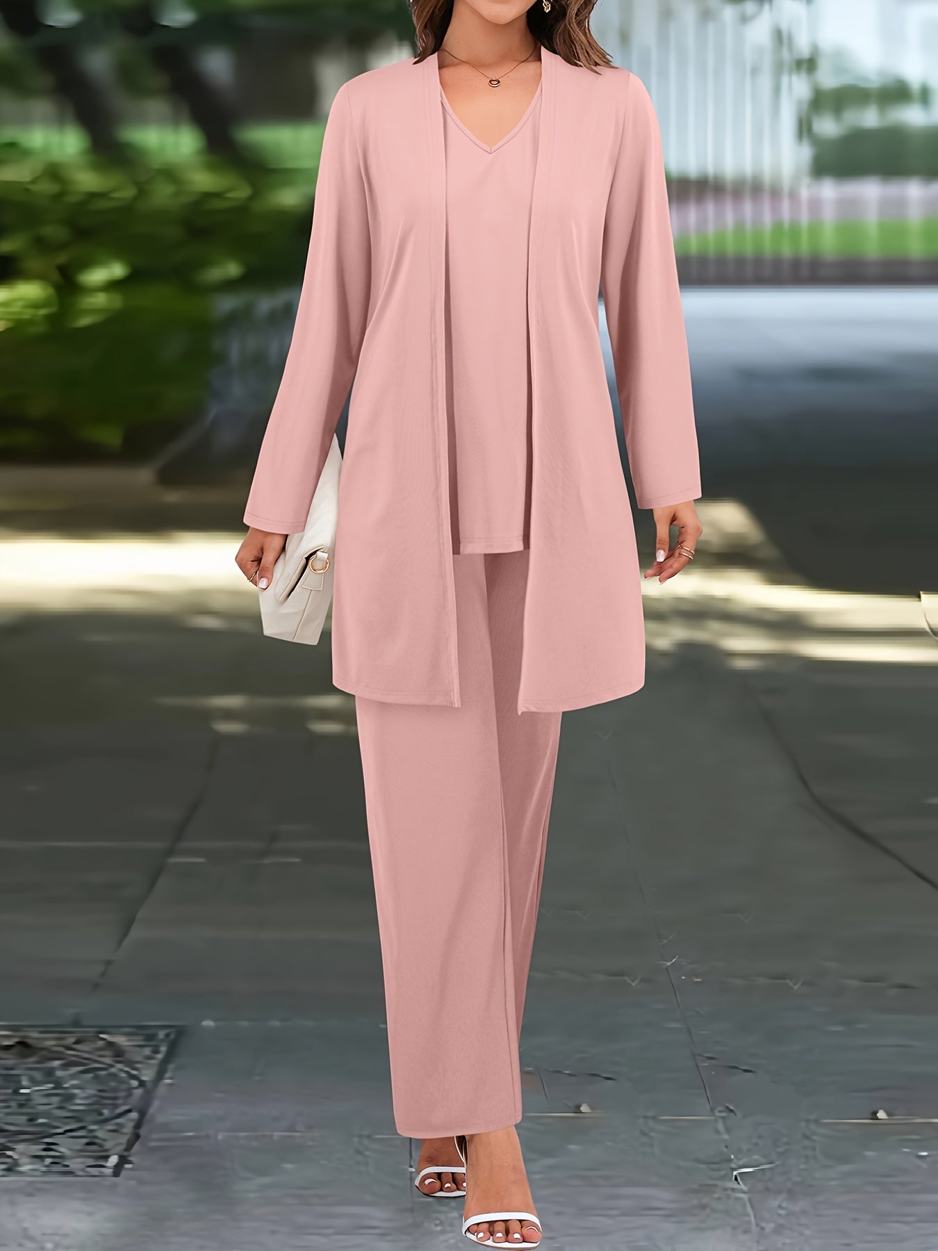 Women's Three-Piece Outfit Set - Matching Business Matching Look – Khaki option – view 6