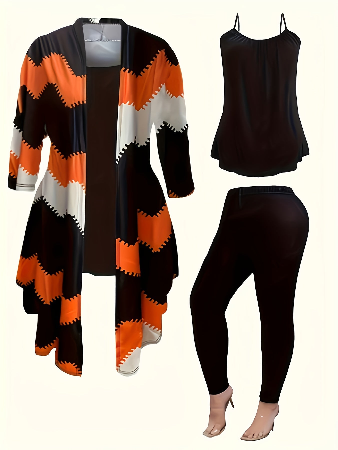 Women's Three-Piece Outfit Set - Matching Casual Matching Look detail view