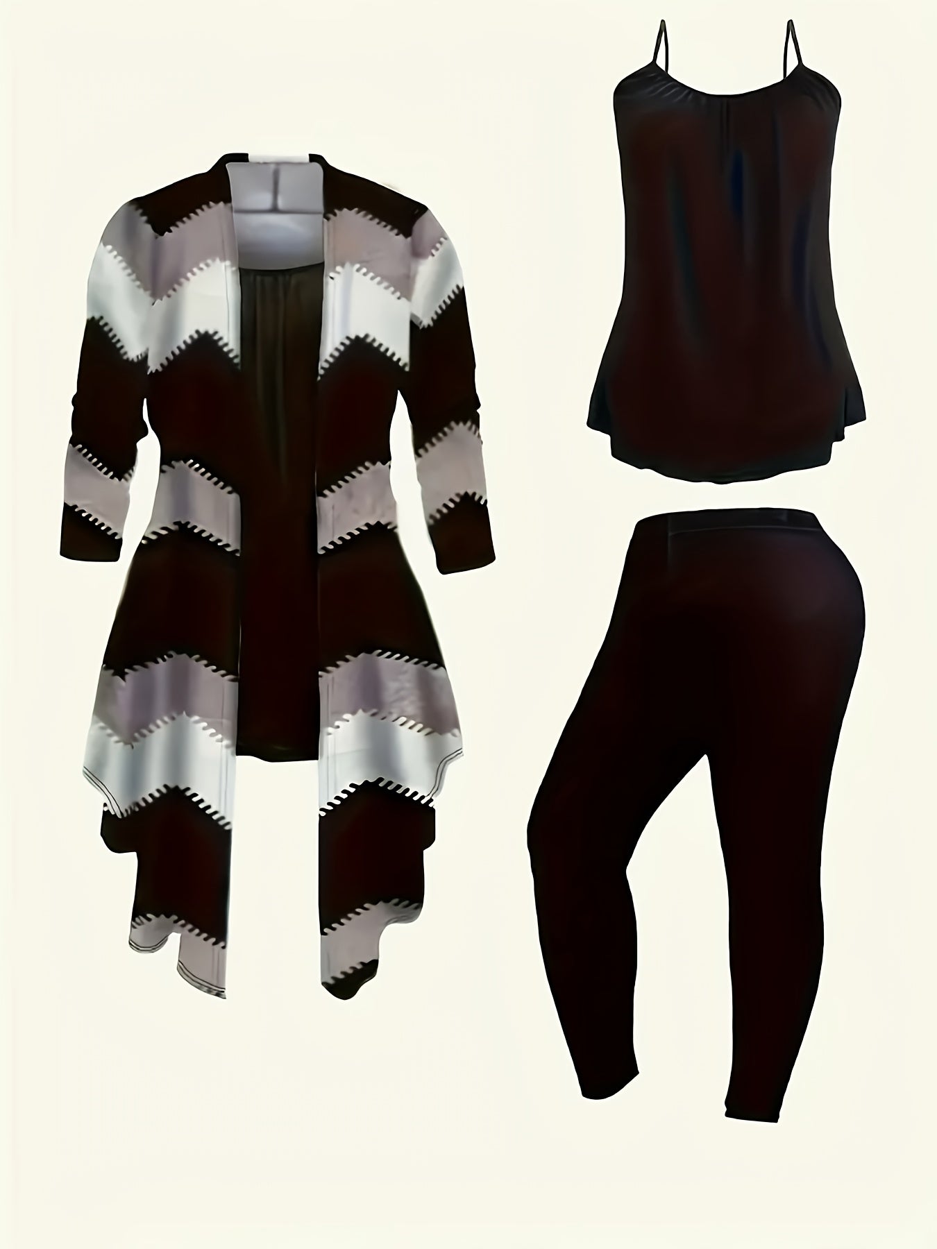 Women's Three-Piece Outfit Set - Matching Casual Matching Look detail view