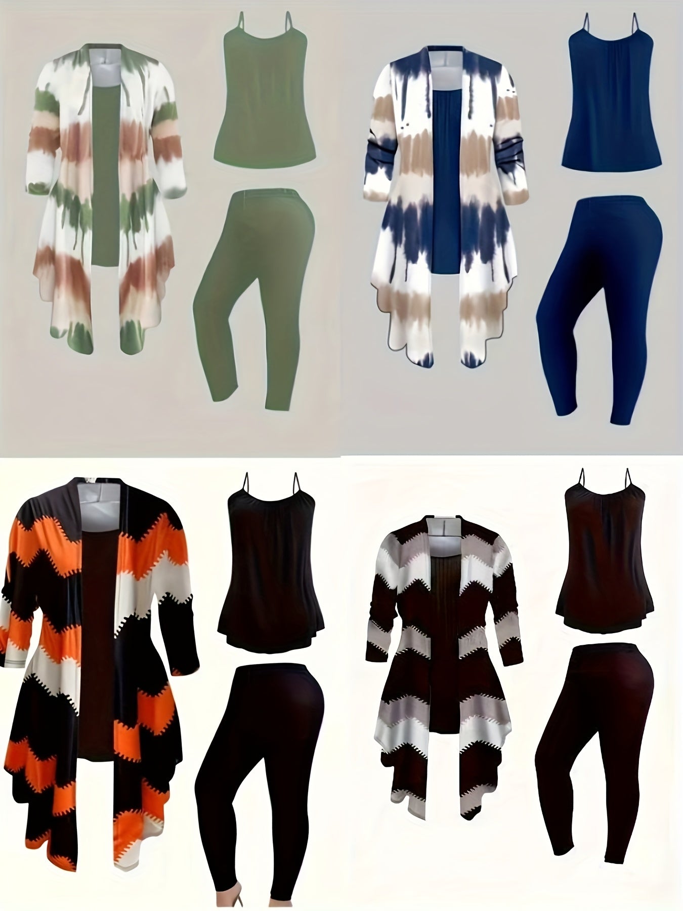 Women's Three-Piece Outfit Set - Printed Casual Matching Look detail view